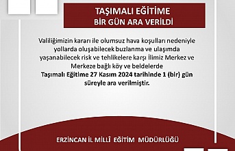 Erzincan'da taşımalı eğitime kar tatili